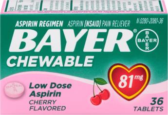 Bayer Aspirin Low Dose 81 mg Chewable Cherry — аспирин в жевательных таблетках, 36 шт.
