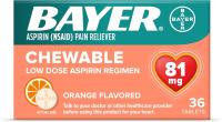 Bayer Aspirin Low Dose 81 mg Chewable Orange — аспирин в жевательных таблетках, 36 шт.
