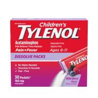 Children's Tylenol Dissolve Packs — ацетаминофен для детей, со вкусом ягод (30 пак.)