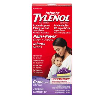 Infants's Tylenol Liquid — ацетаминофен для детей, в жидкой форме со вкусом Винограда (60 мл)